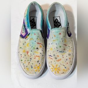 Vans 721356 Glow In The Dark, Custom Painted, Woman Size 8.